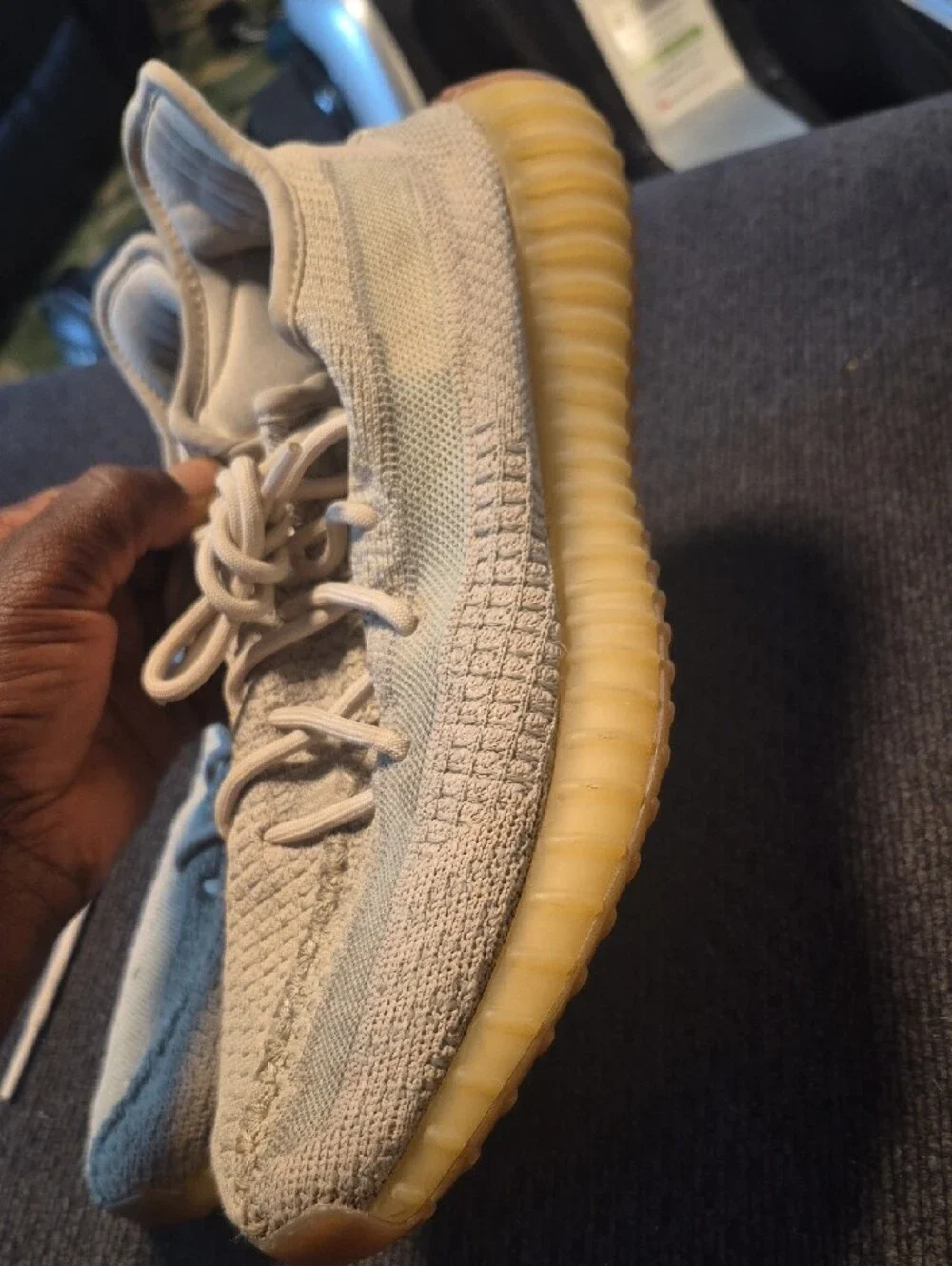 adidas Men’s Beige/Tan Yeezy-style Knit Sneakers